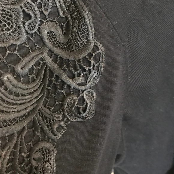 Lane Bryant Black Tunic Sweater with Lace Embellishment on Sleeves, Size 26/28 - Picture 3 of 7